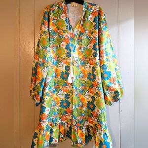 Layerz Clothing Retro Floral Babydoll Dress - Size Large - EUC